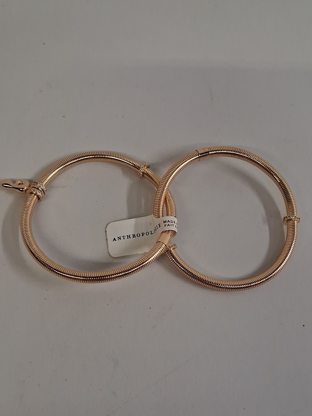 NWT Womens Anthropologie Rose Gold Snake Chain Hoop Bracelets